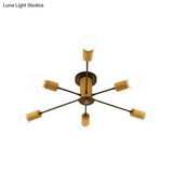Starburst Semi Flush Ceiling Light Nordic Metal - 6/8/10 Lights White/Black Living Room Fixture