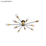 Starburst Semi Flush Ceiling Light Nordic Metal - 6/8/10 Lights White/Black Living Room Fixture