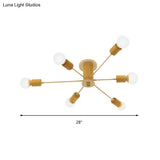 Starburst Semi Flush Ceiling Light Nordic Metal - 6/8/10 Lights White/Black Living Room Fixture