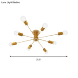 Starburst Semi Flush Ceiling Light Nordic Metal - 6/8/10 Lights White/Black Living Room Fixture