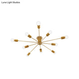 Starburst Semi Flush Ceiling Light Nordic Metal - 6/8/10 Lights White/Black Living Room Fixture