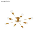 Starburst Semi Flush Ceiling Light Nordic Metal - 6/8/10 Lights White/Black Living Room Fixture