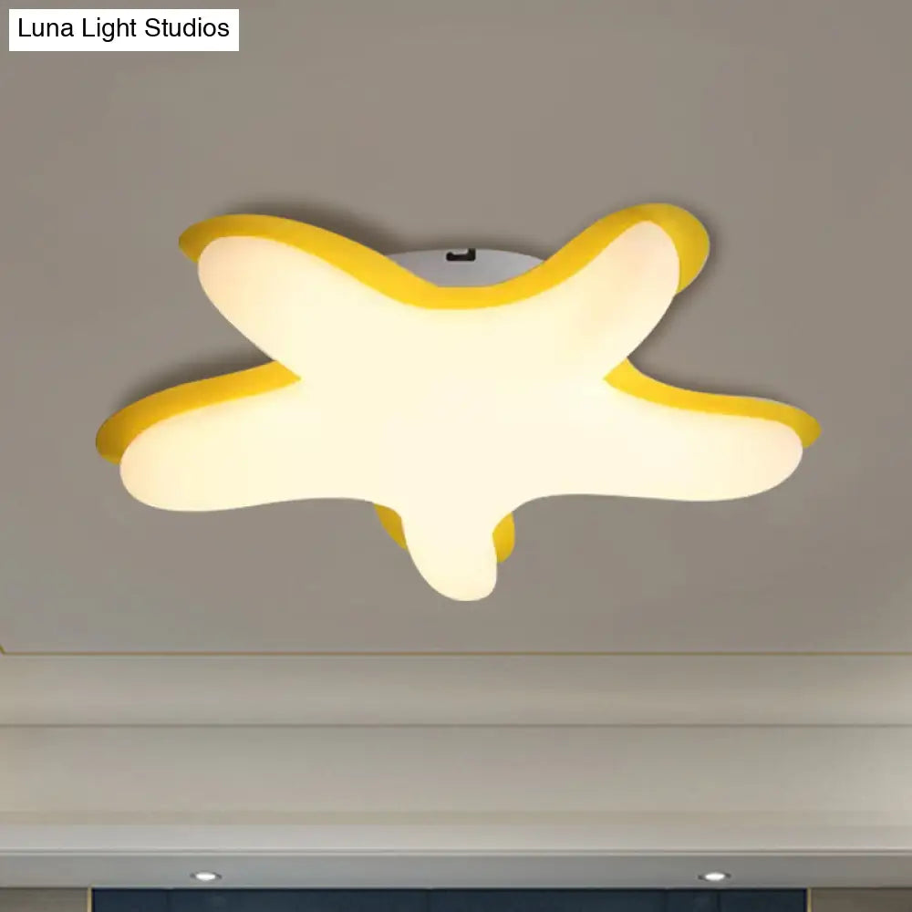 Starfish Flush Ceiling Light: Acrylic Led Fixture For Bedrooms White/Pink/Yellow