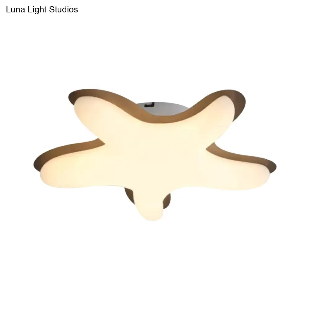 Starfish Flush Ceiling Light: Acrylic Led Fixture For Bedrooms White/Pink/Yellow