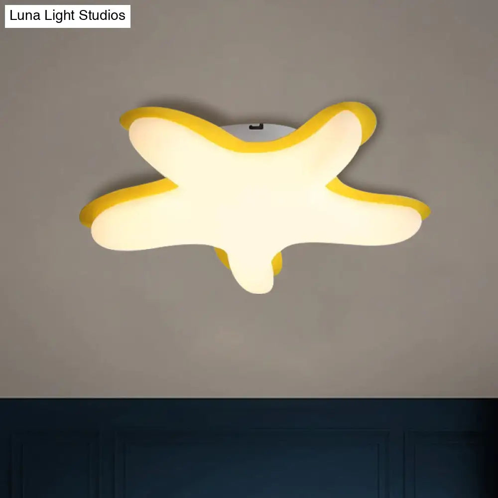 Starfish Flush Ceiling Light: Acrylic Led Fixture For Bedrooms White/Pink/Yellow