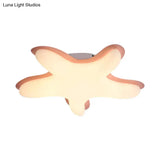 Starfish Flush Ceiling Light: Acrylic Led Fixture For Bedrooms White/Pink/Yellow