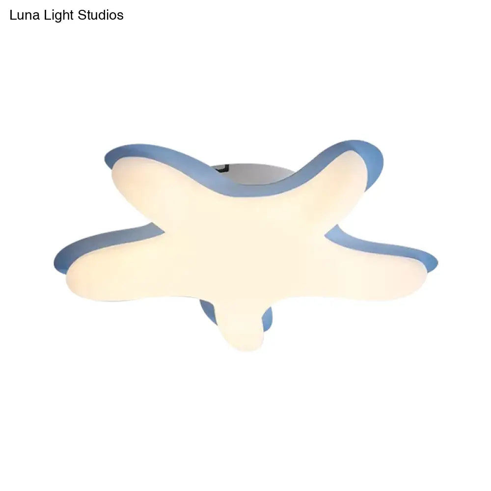 Starfish Flush Ceiling Light: Acrylic Led Fixture For Bedrooms White/Pink/Yellow