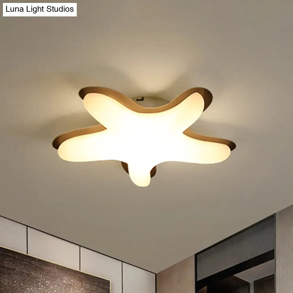 Starfish Flush Ceiling Light: Acrylic Led Fixture For Bedrooms White/Pink/Yellow
