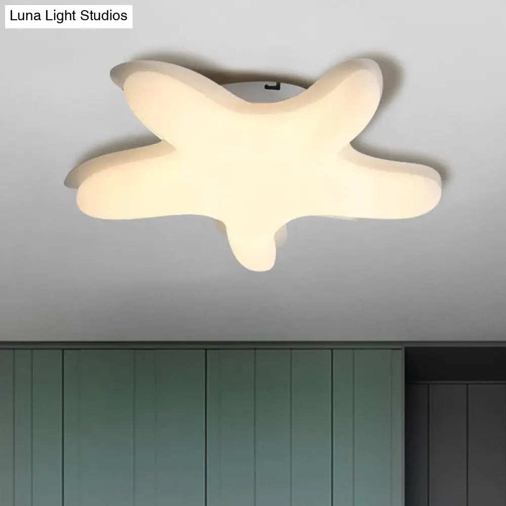 Starfish Flush Ceiling Light: Acrylic Led Fixture For Bedrooms White/Pink/Yellow
