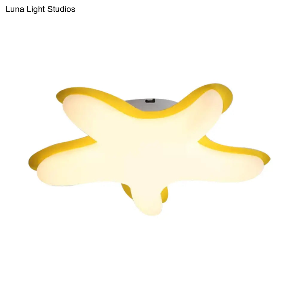 Starfish Flush Ceiling Light: Acrylic Led Fixture For Bedrooms White/Pink/Yellow