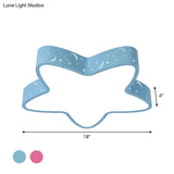 Starfish Led Flush - Mount Light Fixture With Hollow - Out Design For Kids Room - Pink/Light Blue