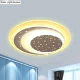 Starlit Acrylic Crescent Led Ceiling Light: A Romantic Flushmount For Girls’ Bedroom