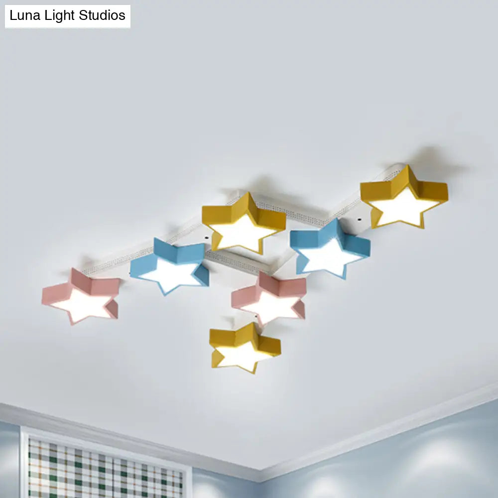 Starry Child Bedroom Ceiling Lamp - Multi-Color Acrylic Flush Light (7 Head Macron Style)