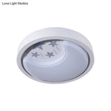 Starry Moon Led Flush Mount Light: Romantic & White Ceiling Light For Baby Room