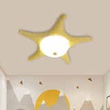 Starry Night In Your Room - Resin Starfish Led Flush Mount Light Fixture For Kids Playful Pink