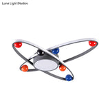 Starry Sky Led Flushmount Ceiling Light For Kids Bedroom - Nordic Grey Acrylic Lamp