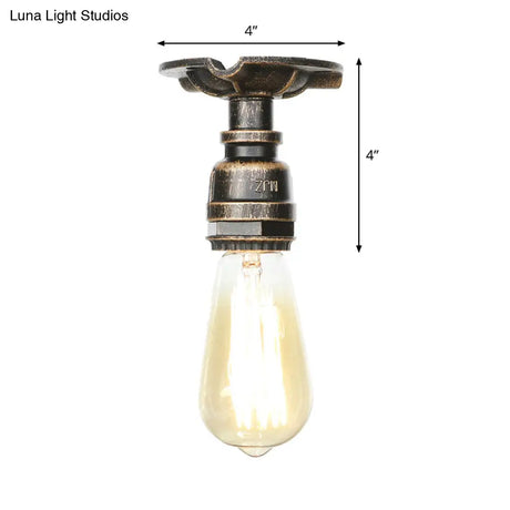 Steampunk Pipe Close To Ceiling Light In Bronze For Living Room