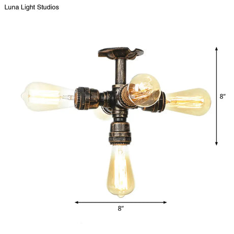 Steampunk Pipe Close To Ceiling Light In Bronze For Living Room