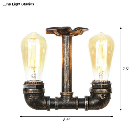 Steampunk Pipe Close To Ceiling Light In Bronze For Living Room