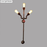 Steampunk Trident Exposed Sconce Lighting: 3-Light Metallic Wall Fixture In Bronze