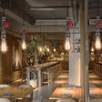 Steampunk Valve Pendant Light For Restaurant - Iron Bronze Water Pipe Design