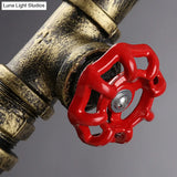 Steampunk Valve Pendant Light For Restaurant - Iron Bronze Water Pipe Design