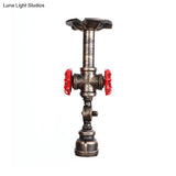 Steampunk Wrought Iron Semi-Flush Ceiling Fixture - Bronze Piped 1 Light For Living Room