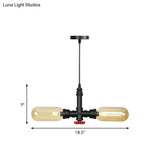 Stella - Amber Glass Black Suspension Light Pill Capsule 2-Light Industrial Led