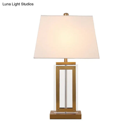 Stella - Minimalist White Fabric Nightstand Lamp With Gold Pedestal
