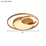 Stepless Dimming Gold Led Flush Mount Ceiling Lamp - 16’/23.5’ Wide Circle Acrylic Light