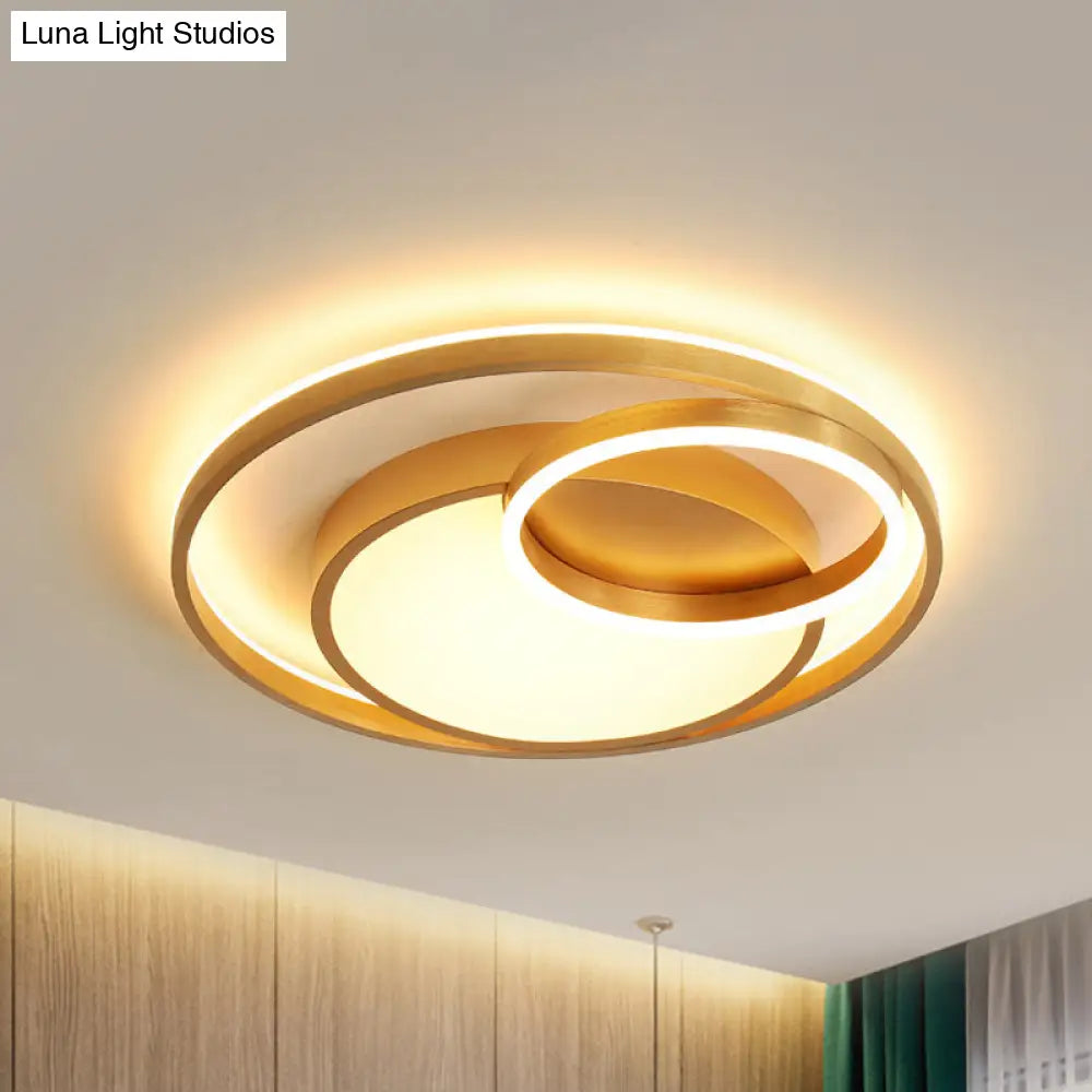 Stepless Dimming Gold Led Flush Mount Ceiling Lamp - 16’/23.5’ Wide Circle Acrylic Light