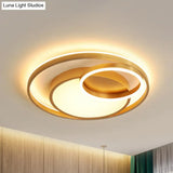 Stepless Dimming Gold Led Flush Mount Ceiling Lamp - 16’/23.5’ Wide Circle Acrylic Light