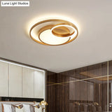 Stepless Dimming Gold Led Flush Mount Ceiling Lamp - 16’/23.5’ Wide Circle Acrylic Light