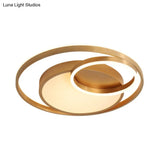 Stepless Dimming Gold Led Flush Mount Ceiling Lamp - 16’/23.5’ Wide Circle Acrylic Light