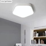 Study Room Ceiling Light - Pentagon Slim Panel Flush Mount Simple Acrylic Design White / 16