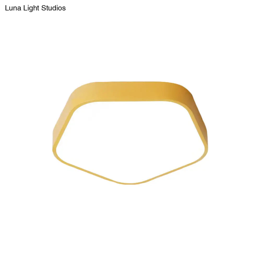 Study Room Ceiling Light - Pentagon Slim Panel Flush Mount Simple Acrylic Design