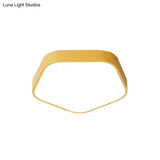 Study Room Ceiling Light - Pentagon Slim Panel Flush Mount Simple Acrylic Design