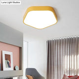 Study Room Ceiling Light - Pentagon Slim Panel Flush Mount Simple Acrylic Design Yellow / 19.5 White