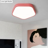 Study Room Ceiling Light - Pentagon Slim Panel Flush Mount Simple Acrylic Design Pink / 16 Warm