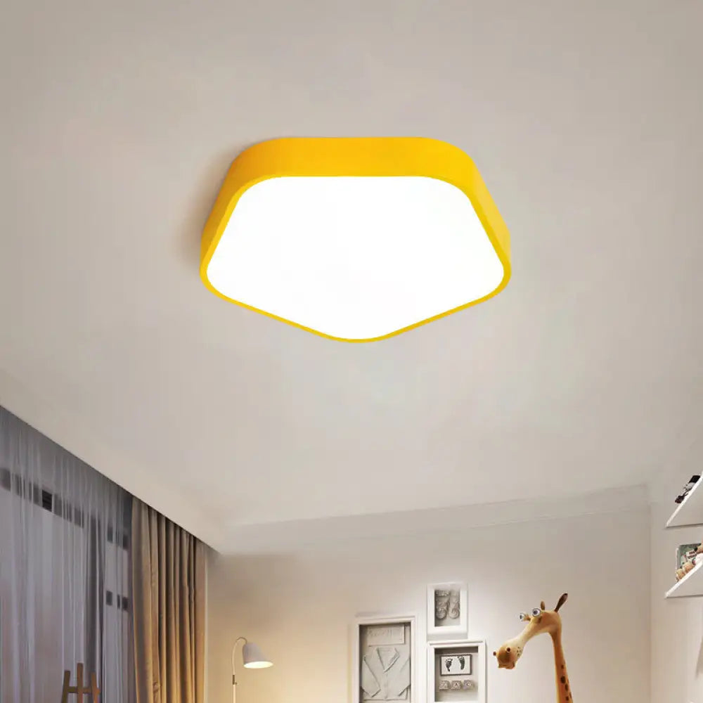 Study Room Ceiling Light - Pentagon Slim Panel Flush Mount Simple Acrylic Design Yellow / 16’ Warm