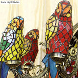 Stunning Multi-Color Parrot Chandelier: Lodge-Style Stained Glass Pendant Light