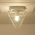 Stylish 1-Light Diamond Cage Flush Mount Ceiling Light - Black/White Metallic Lamp For Study Room
