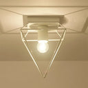 Stylish 1-Light Diamond Cage Flush Mount Ceiling Light - Black/White Metallic Lamp For Study Room