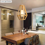 Stylish Asian Pendant Light With Wood Finish Single Bulb And White Cylinder Shade
