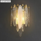 Stylish Blue/Clear Seedy Glass 2-Light Oval Flake Wall Sconce Lamp
