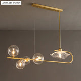 Stylish Brass Finish Postmodern Suspension Lamp With Glass Shade - Creative Island Light Featuring