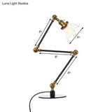 Stylish Cone Clear/Amber Glass Table Lamp - 1 Light Black/Brass Lighting For Study Room