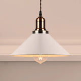Stylish Cone/Saucer/Dome Shade Pendant Light For Restaurants - White Metal Hanging / Cone