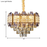 Stylish Conical Parlor Ceiling Chandelier - Modern Prismatic Crystal 9-Light Hanging Lamp Kit In