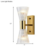 Stylish Crystal Hourglass Wall Light Fixture - 2-Light Gold Up And Down Sconce